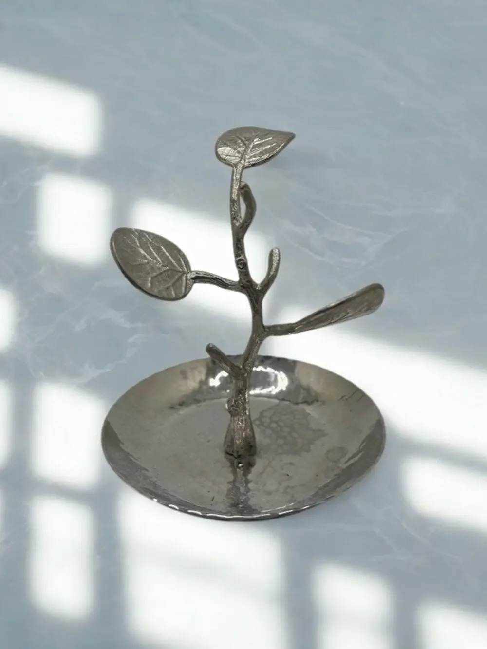 Michael Aram Silver Ring Catch Jewelry Dish Stainless Steel Leaf Branch Trinket